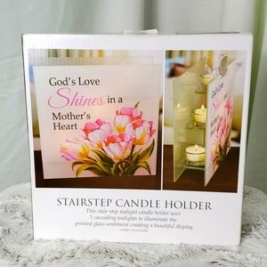 Candle holder, stairstep, for Mom. New in box, candles not included.